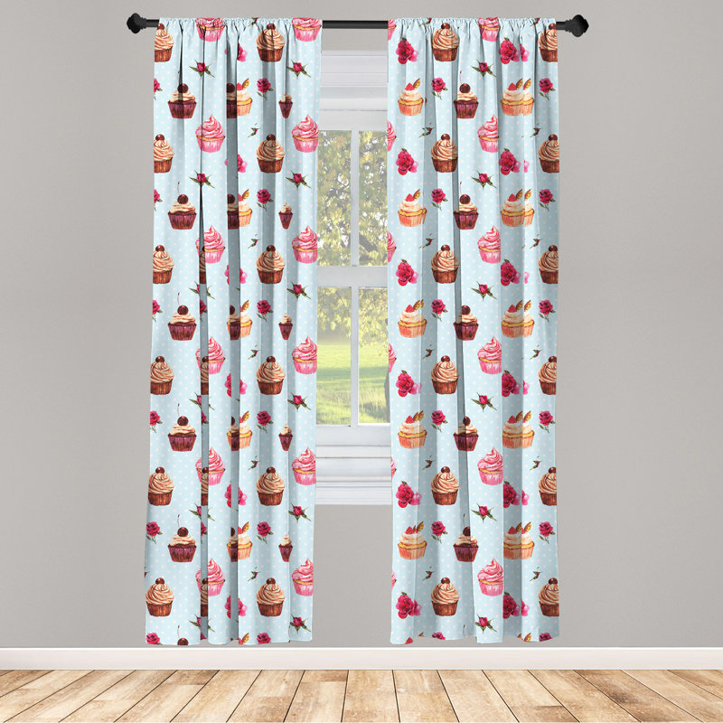 Cupcake Floral Semi-Sheer Rod Pocket Curtain Panels, 28" x 95"