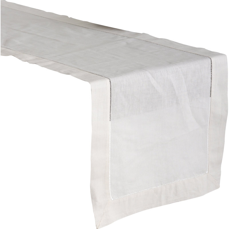 Gelder Hemstitched Table Runner, Ecru, 120" L x 16" W