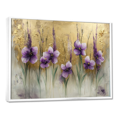 Minimalist Golden Lavender Bouquet Bloom - Lavender Wall Art Decor