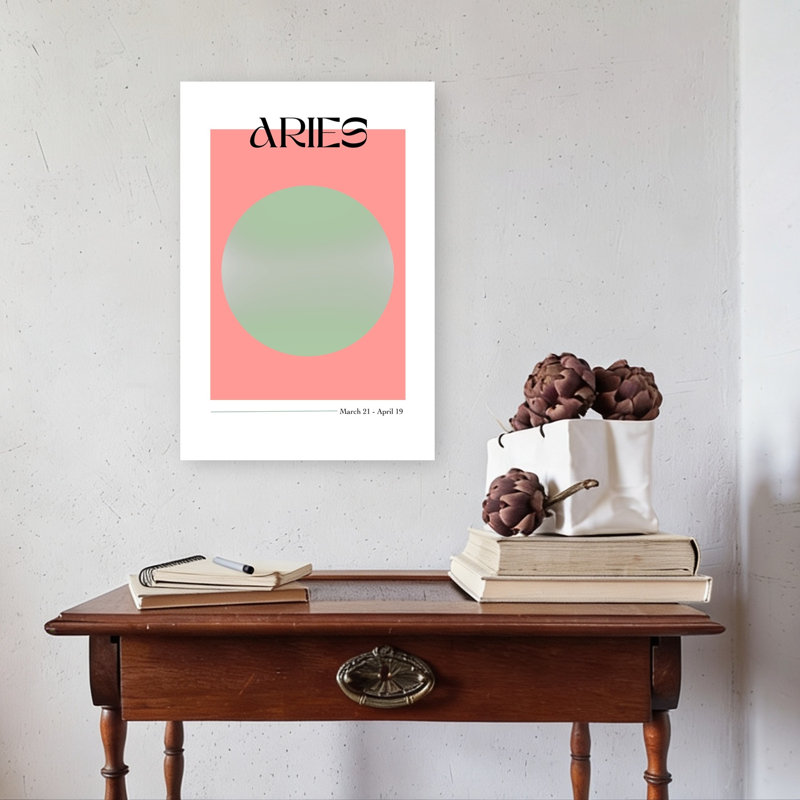 Aries Zodiac Symbol Abstract Geometric Minimalist Spring Wall Art Print - Print, 60.96cm H x 40.64cm W