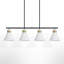 Luminaire suspendu linéaire à 4 lumières avec abat-jour en verre blanc laiteux Undercliff-643971464