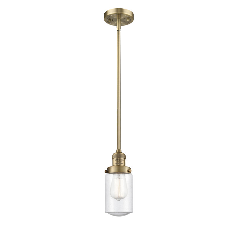 Luminaire suspendu simple à 1 lumière Saroyan, Ampoule DEL 6 watts Vinage, Transparent, Laiton brossé