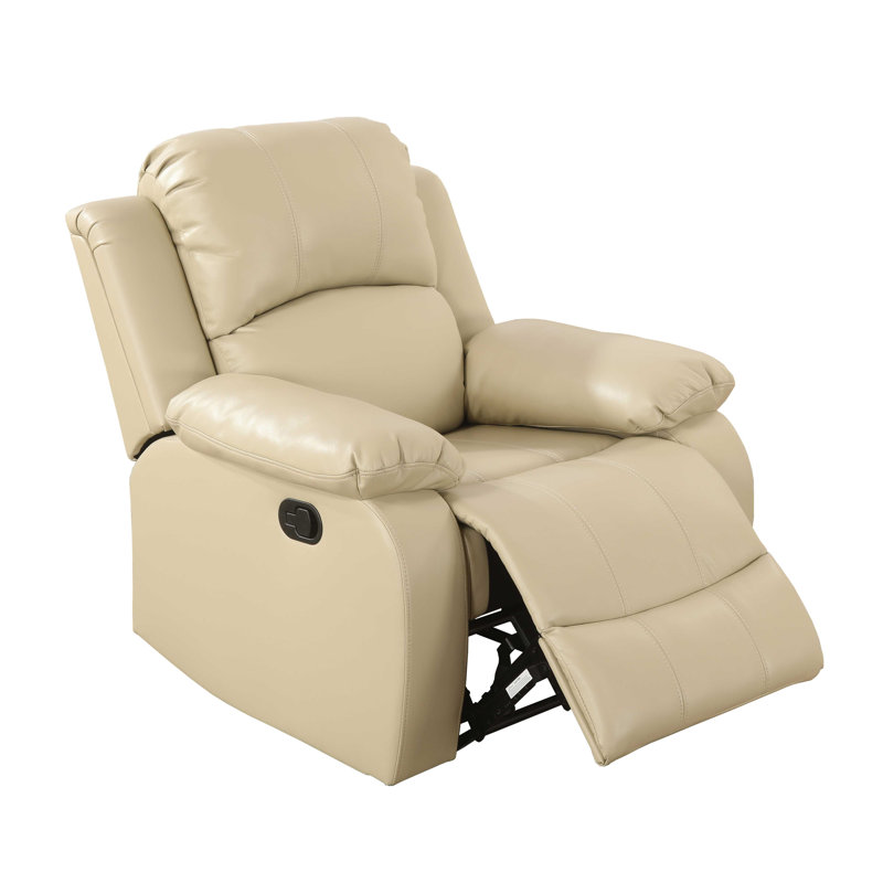 Azuredee 38.5" Wide Faux Leather Manual Standard Recliner, Beige Faux Leather