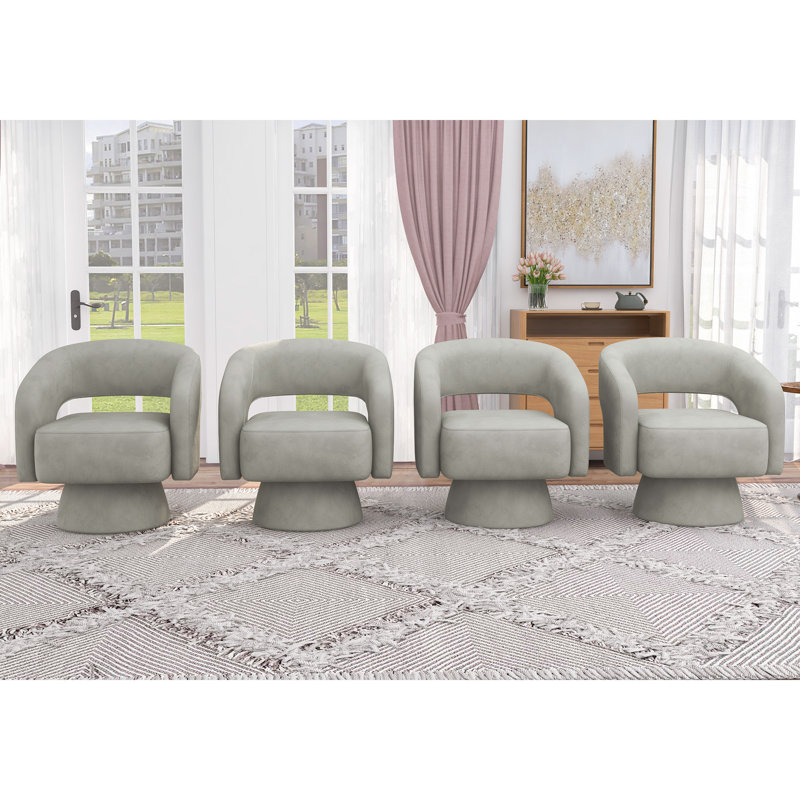 Markeita 27.8''Wide Modern Soft Microfiber Swivel Accent Chair with Unique Backrest Design, Gray, 4