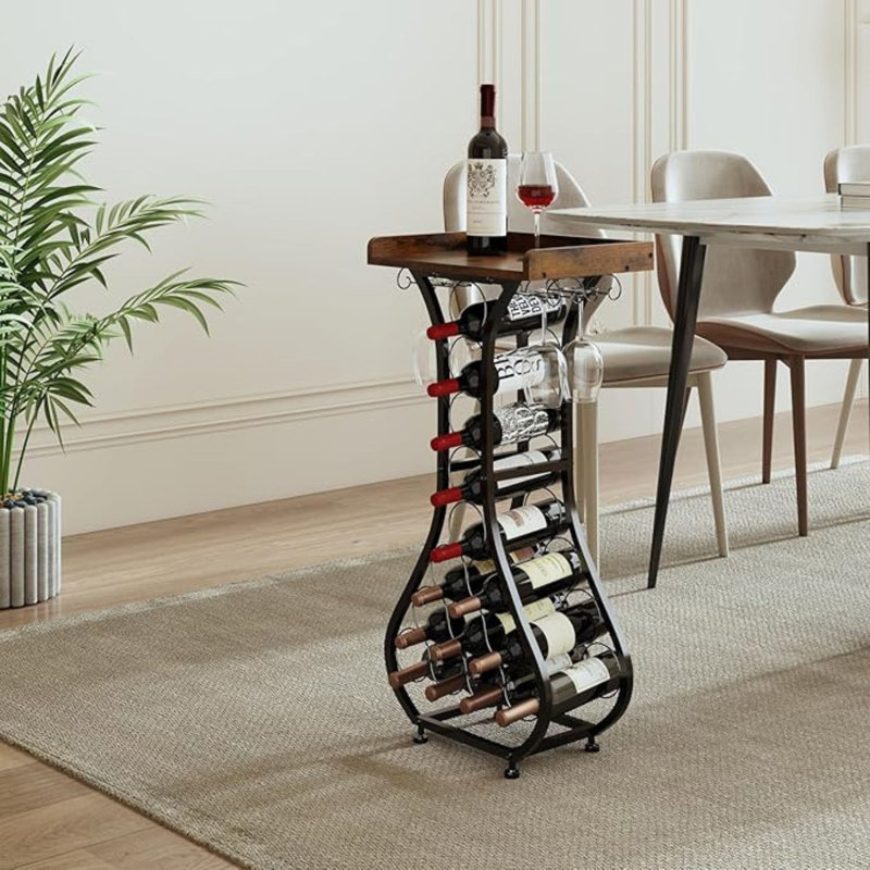 Latitude Run® Freestanding Floor Wine Rack & Mini Bar Table Stand | Wayfair