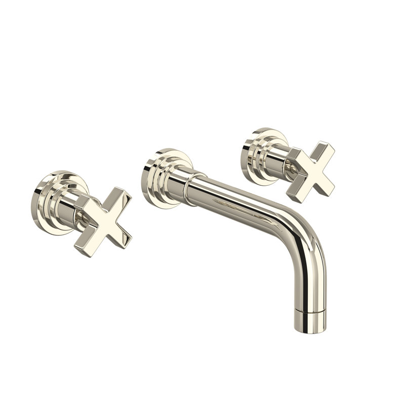 Lombardia® Wall Mount Bathroom Faucet, Polished Nickel, Cross Handle