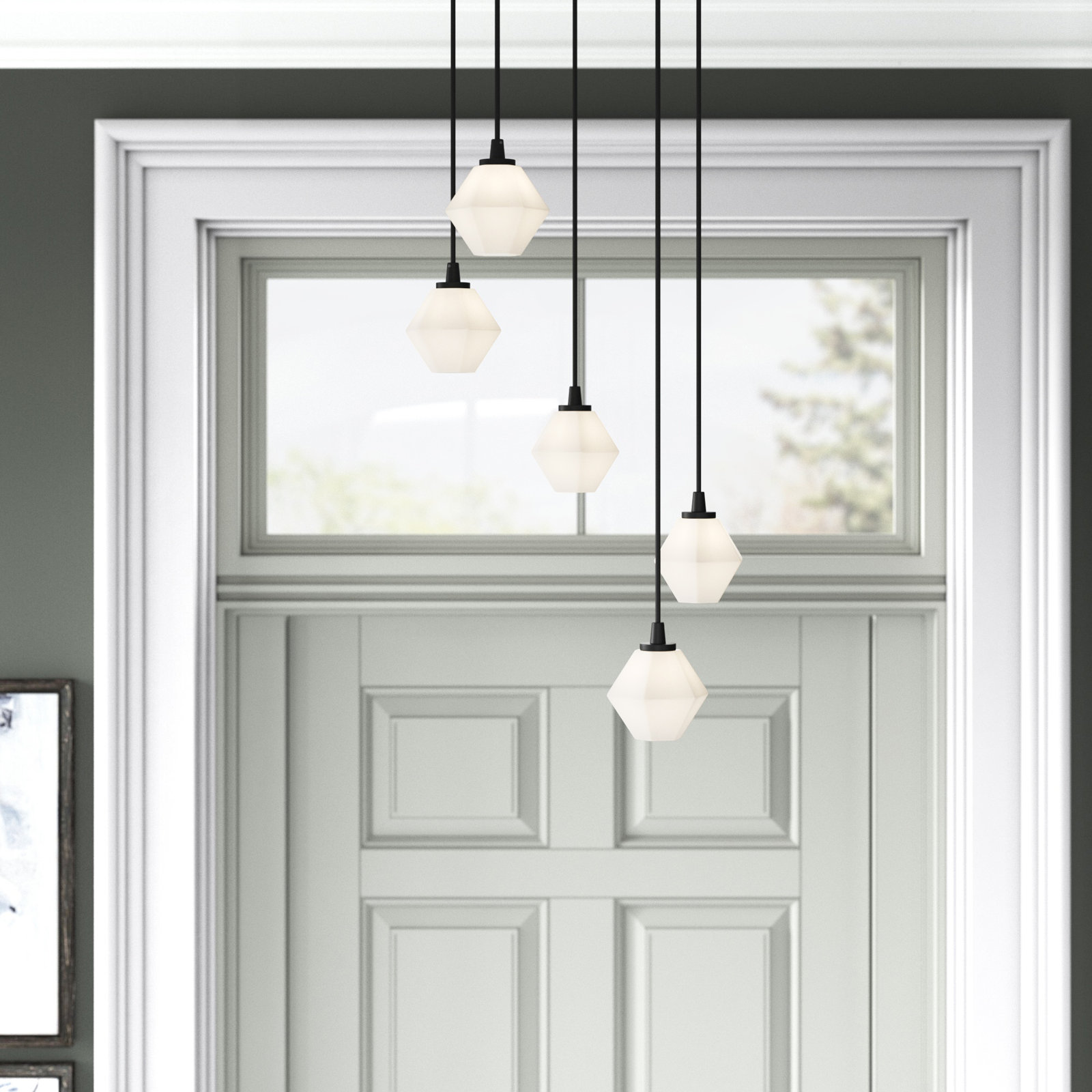 Marseille 5-Light Chandelier, Matte Black, Frosted