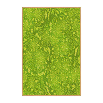 Tapis rond à motif floral vert