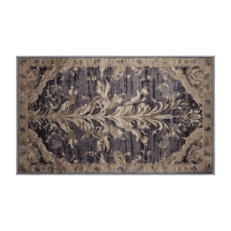 Tapis gris lavable à la machine, Rectangle 6 pi x 9 pi