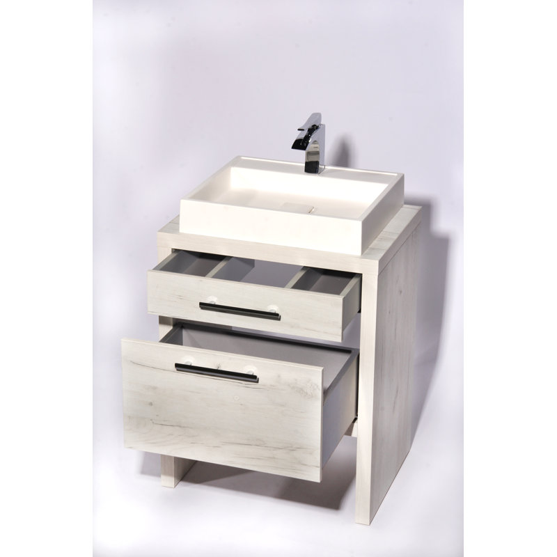 Ensemble de meuble-lavabo simple 32 po Amato, Chêne naturel blanc