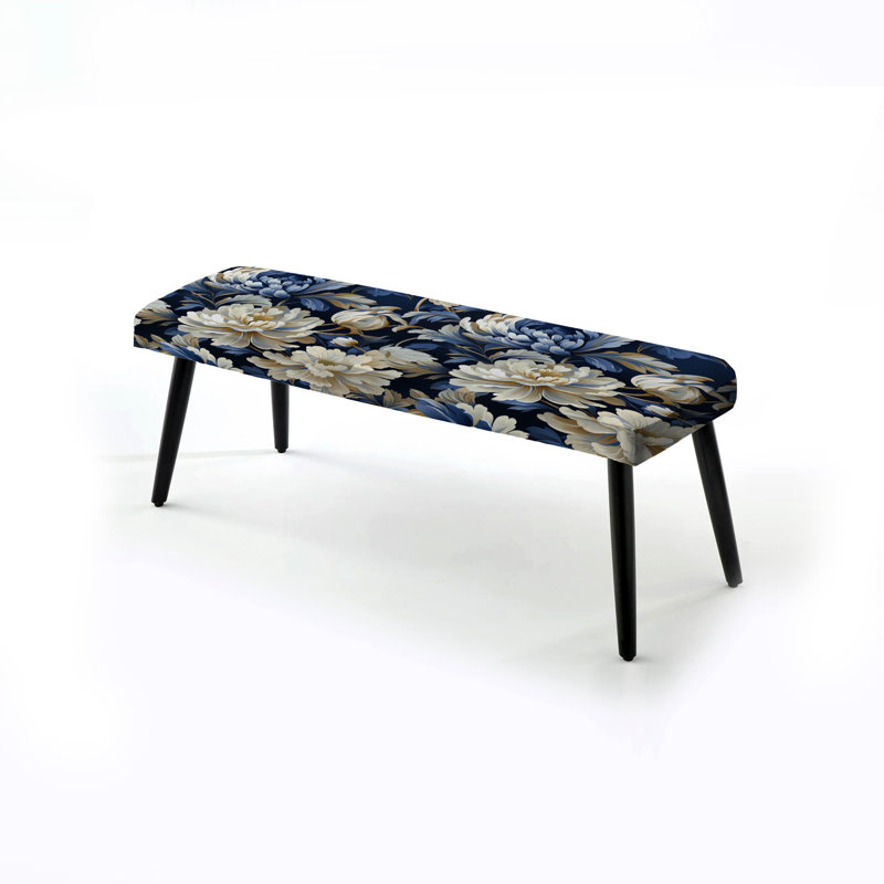 Banc blanc rembourré damassé Harmony - Damask Zen