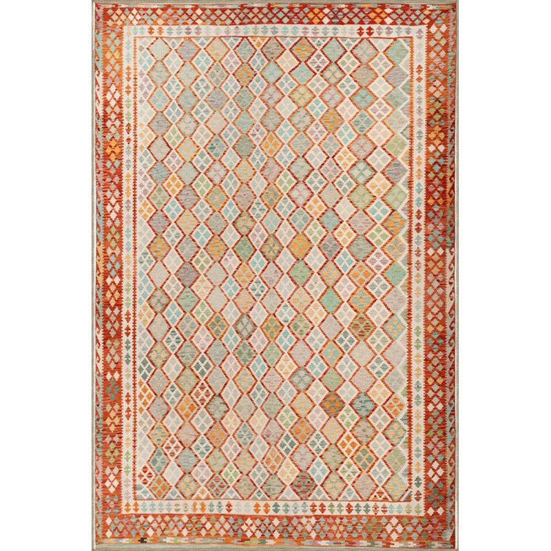 Orange Geometric Hexagonal Patterned Woven Base Decorative Rug, Rectangle 4'7" x 6'7" Rug Pad Included