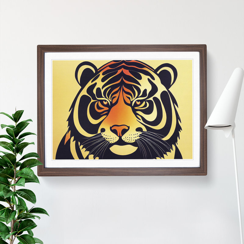 Tiger Vol.1 Abstract - Single Picture Frame Print, 46cm H x 64cm W x 2cm D, Walnut Framed