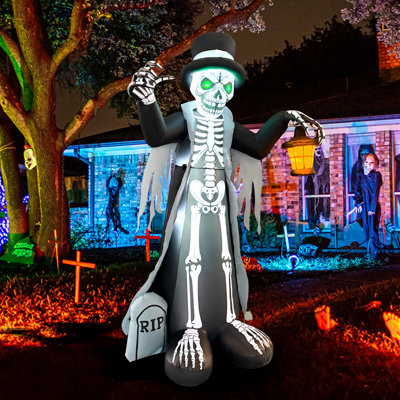 8 FT Halloween Inflatable Skeleton Gentleman with Lantern & LED Lights