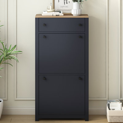Functional Entryway Organizer With 2 Flip Drawers, Wood Grain Pattern Top Shoe Cabinet With Drawer, Free Standing Shoe Rack With Adjustable Panel For Hallway Entryway Cabinet, Shoe Cabinet, Small Cabinet, Wood Cabinet, Natural Cabinet, Side Cabinet, Uniqu