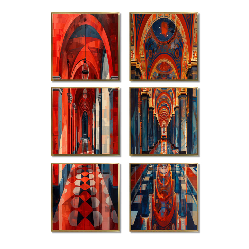 Musulman, Temple, réflexion, Maroc, ensemble de 6 reproductions d'art sur toile, Toile tendue, Ne s’applique pas