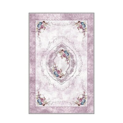 Anaya Oriental Machine Made Flatweave Polyester Area Rug in Pink/White -  East Urban Home, 6612BF74385A498EB3C6B771D1A884A8