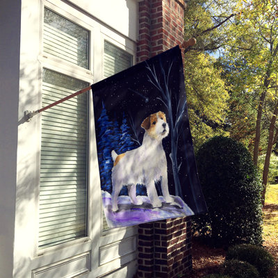40 x 28 po en polyester à 2 faces starry night jack terrier drapeau maison
