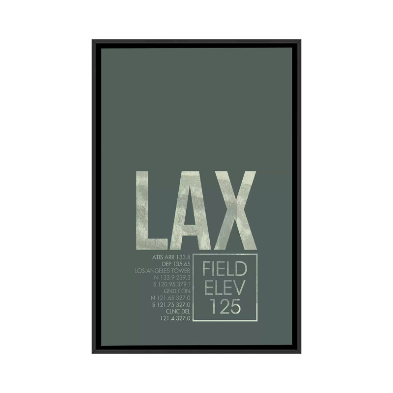 "los angeles" contrôle de la circulation aérienne, art textuel sur toile, H 26 po x l 18 po x P 1,5 po, Toile avec cadre noir
