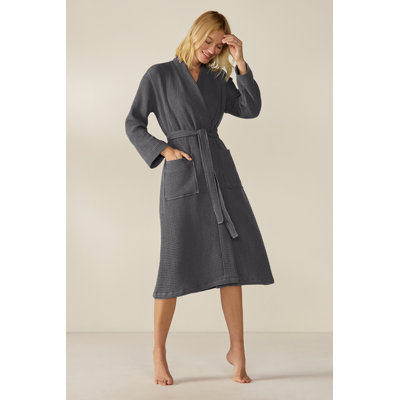 Unisex Organic Waffle Robe Fog