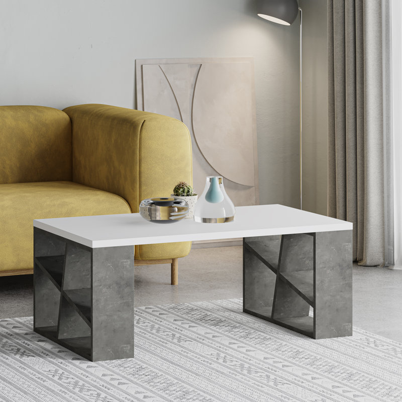 Aislin Coffee Table, White/Retro Grey