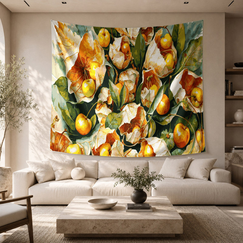 Tapisserie murale cerise, 68 po x 80 po