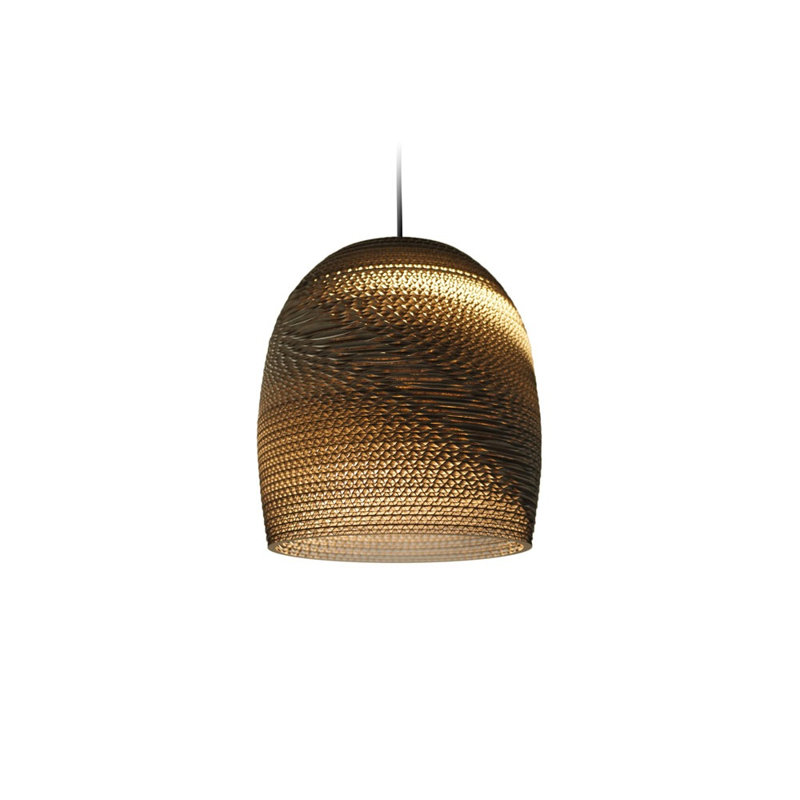 Scraplight Recycled Cardboard Pendant Light - Bell, 11" H x 10.5" W x 10.5" D, Brown