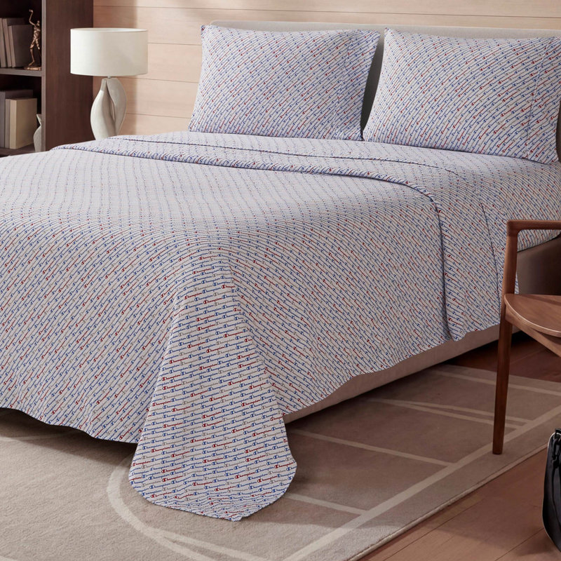 Champion Printed Microfiber Sheet Set, Champion Diagonal-Multicolor, Full