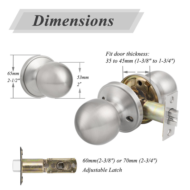 Passage Door Knobs with Round Rosette, Brushed Nickel