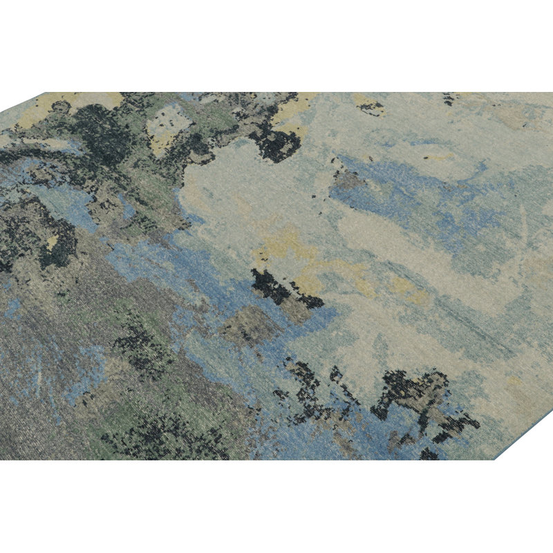 Distressed Homage Handmade Kilim Wool Abstract Area Rug, Rectangle 13' x 19'