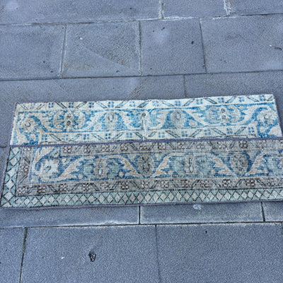 Handwoven Turkish Vintage Runner Rug in Traditional Design for High-Traffic Areas