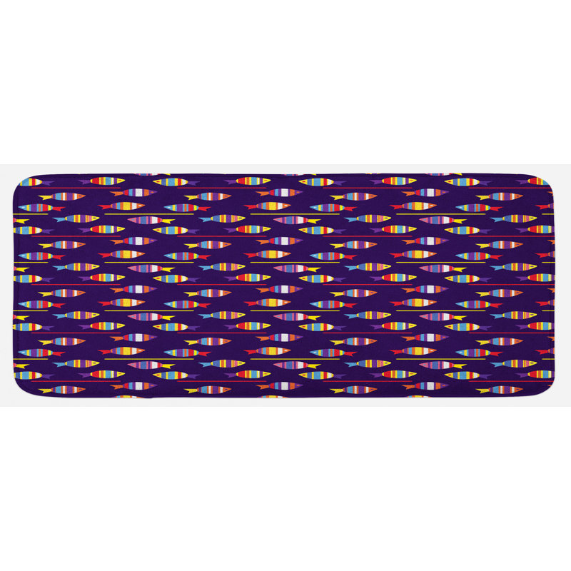 Tapis de cuisine multicolore à motif d'arc-en-ciel