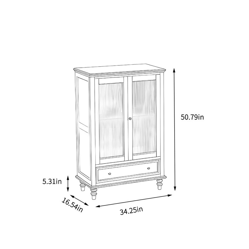 Armoire de rangement pour le salon, (2 tablettes) H 50,79 po x l 34,25 po x P 16,54 po
