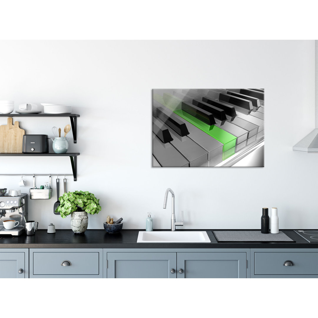 Glasbild Piano Green Klaviertasten