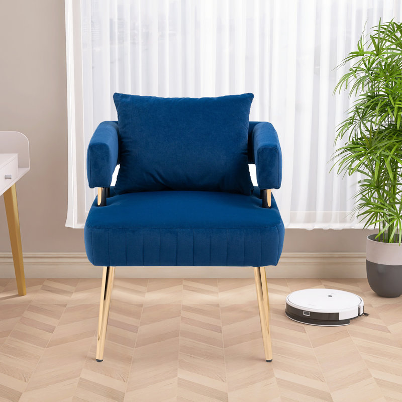 Izayah Upholstered Armchair, Blue Velvet