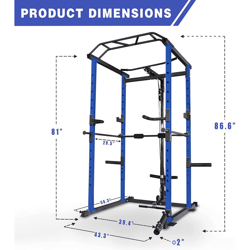 Cage de puissance multifonctionnelle, support ajustable à la maison avec capacité de charge de 1000 lb, Noir / Bleu