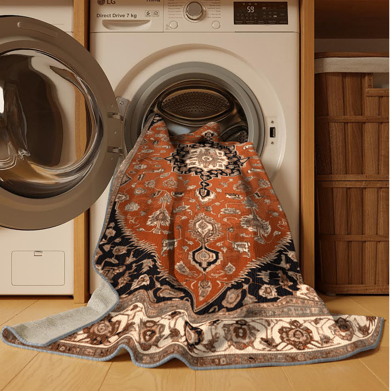Tapis brun lavable à la machine, Carré 4 pi