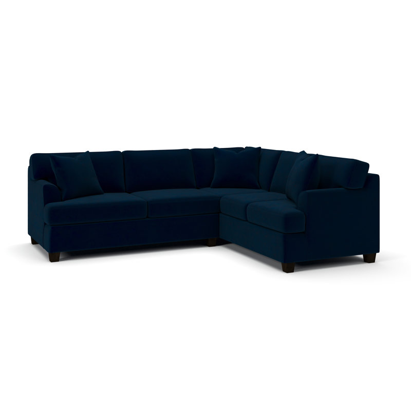 Conradina Upholstered L-Sectional, Right Hand Facing, Bella Ink Blue Performance Velvet