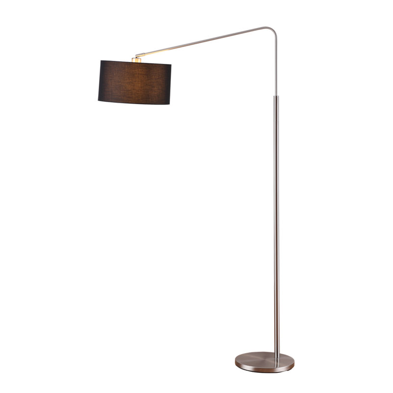Adjustable Brushed Steel Arc Floor Lamp with Telescoping Reach