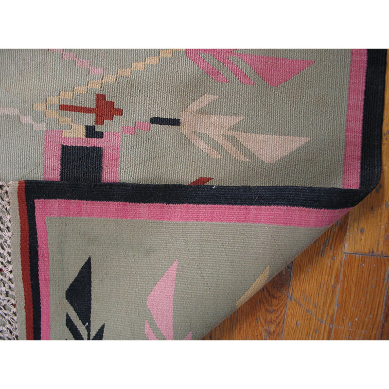 Tapis bleu sarcelle tissé à plat Rare