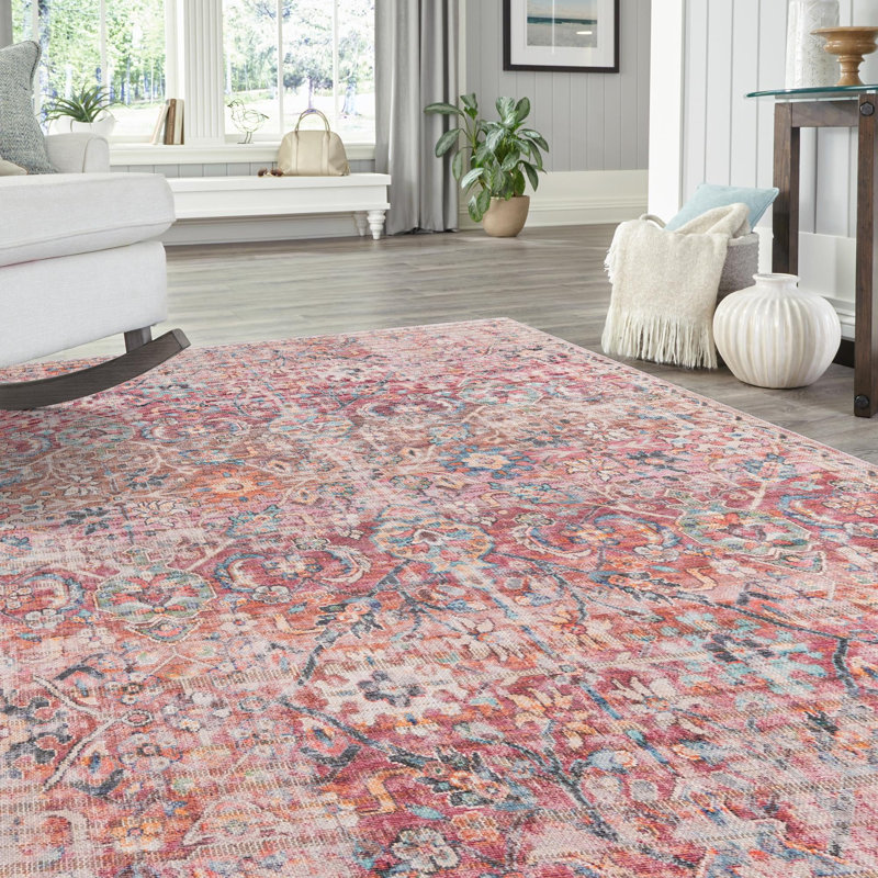Engelhardt Washable Floral Indoor Rug, Rectangle 3'3" x 5'3"
