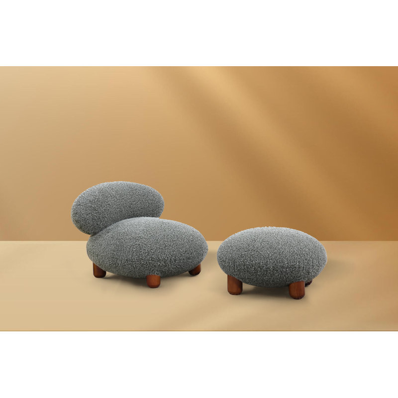 Fauteuil et repose-pieds NOOM, Mélange de polyester gris / laine