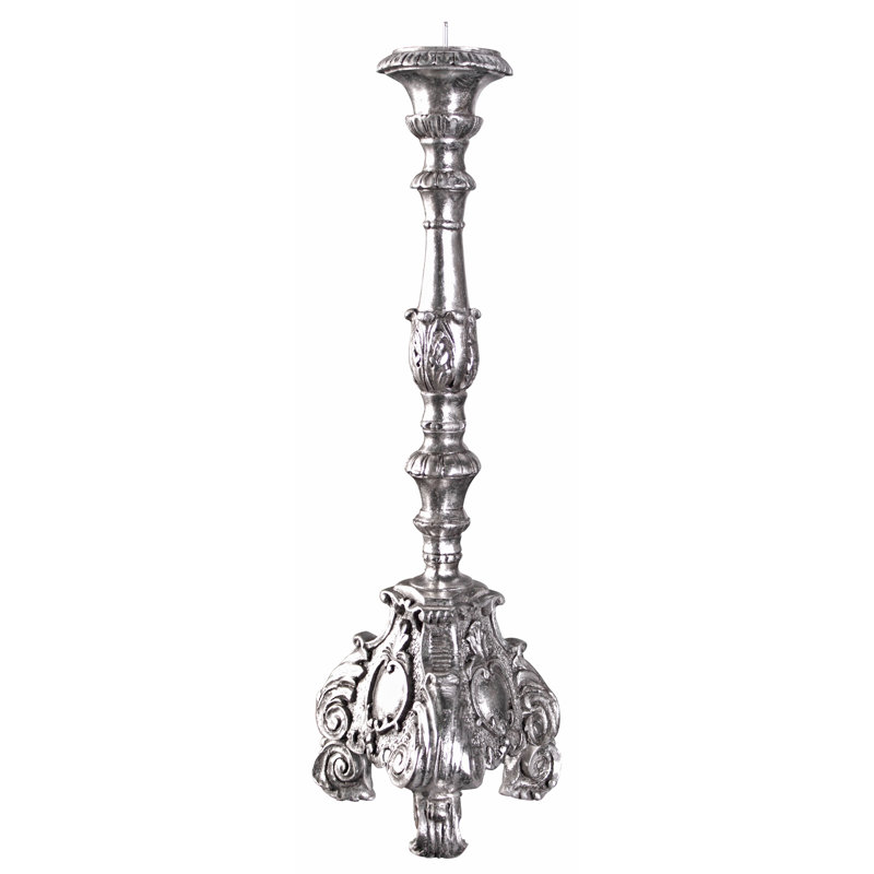 Medium Antique Bronze Resin Scroll-Footed Candlestick