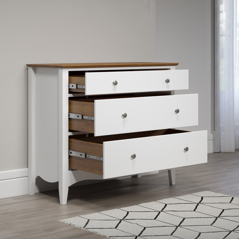 Delrick 3 - Drawer Chest of Drawers, White/Brown