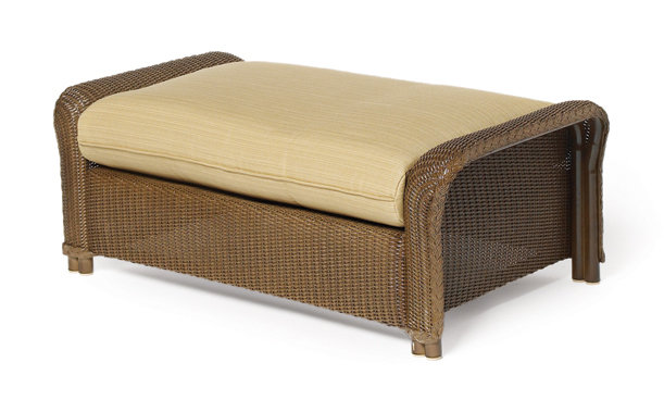 Reflections Outdoor Ottoman, Antique White, Consider Indigo