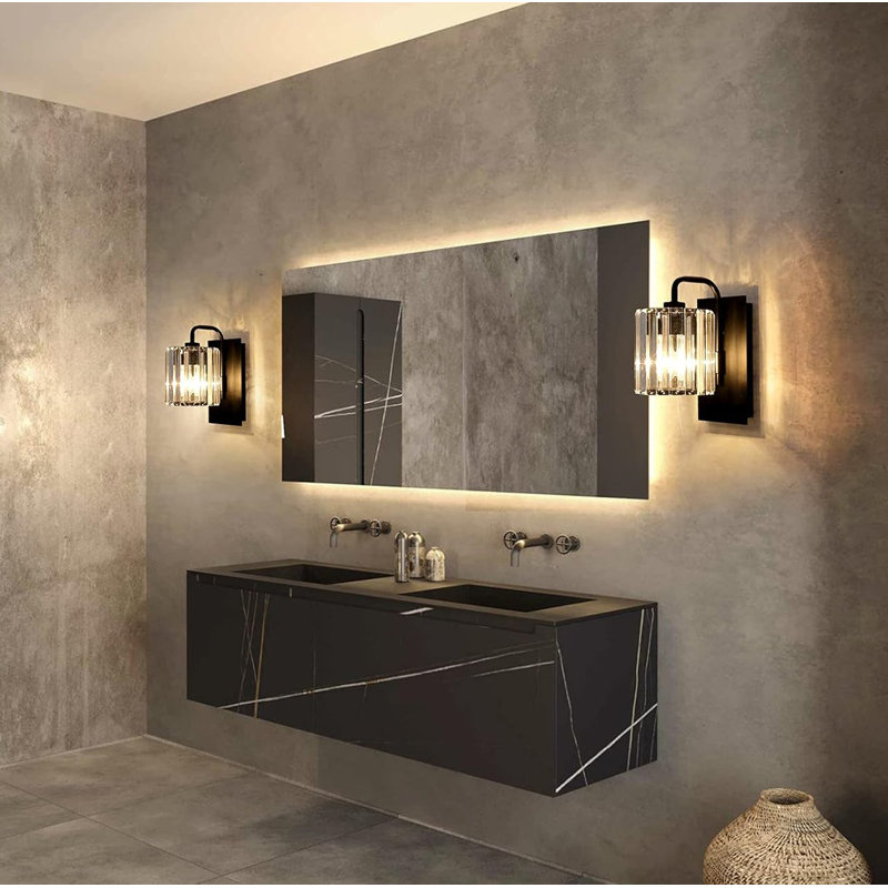Applique murale en cristal, fixation moderne en métal et en verre, idéale pour n'importe quelle pièce