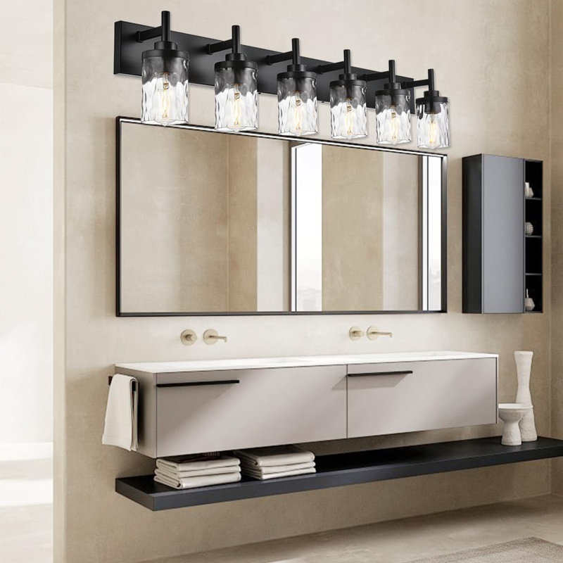 Luminaire de meuble-lavabo Modern, H 7,8 po x l 44 po x P 6,9 po, Noir mat, 3 lumières