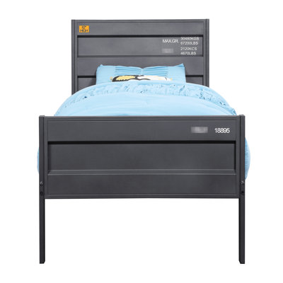 Lit de chambre à coucher Gunmetal sans sommier tapissier - Élégant et pratique pour les meubles plateforme pleine grandeur au design épuré avec panneau