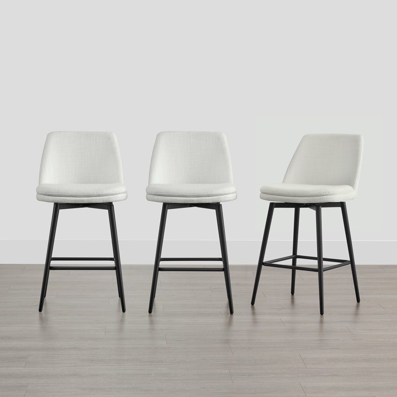 Betzalel Swivel Upholstered Counter Stool, White, 3