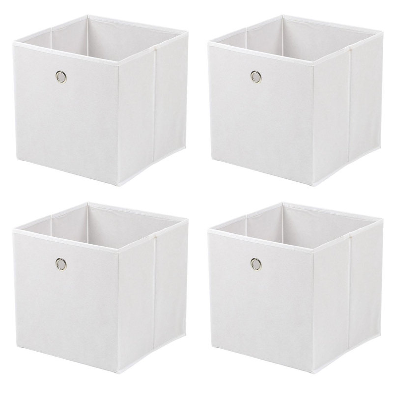 Pack Of 4 Large Foldable Storage Cube Organizers – Collapsible Canvas Fabric Boxes For Living Room, Bedroom, Nursery, Office, And Playroom (30X30x30cm)